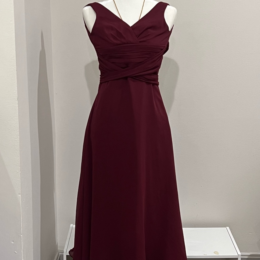 David’s Bridal Burgundy Evening maxi Gown